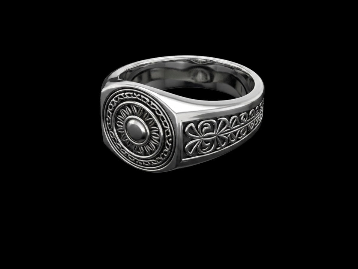 The Solstice Signet Ring - 3/4 view