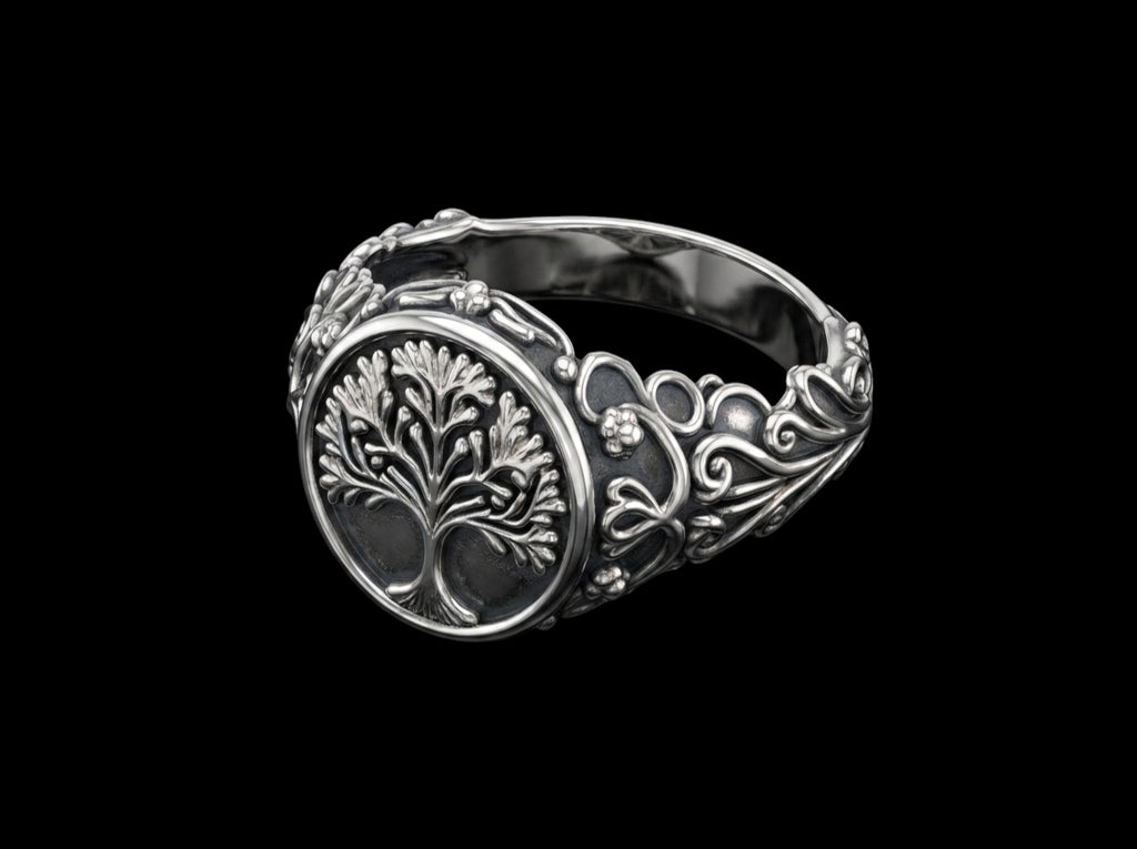 The Tree of Life Signet Ring - 3/4 view