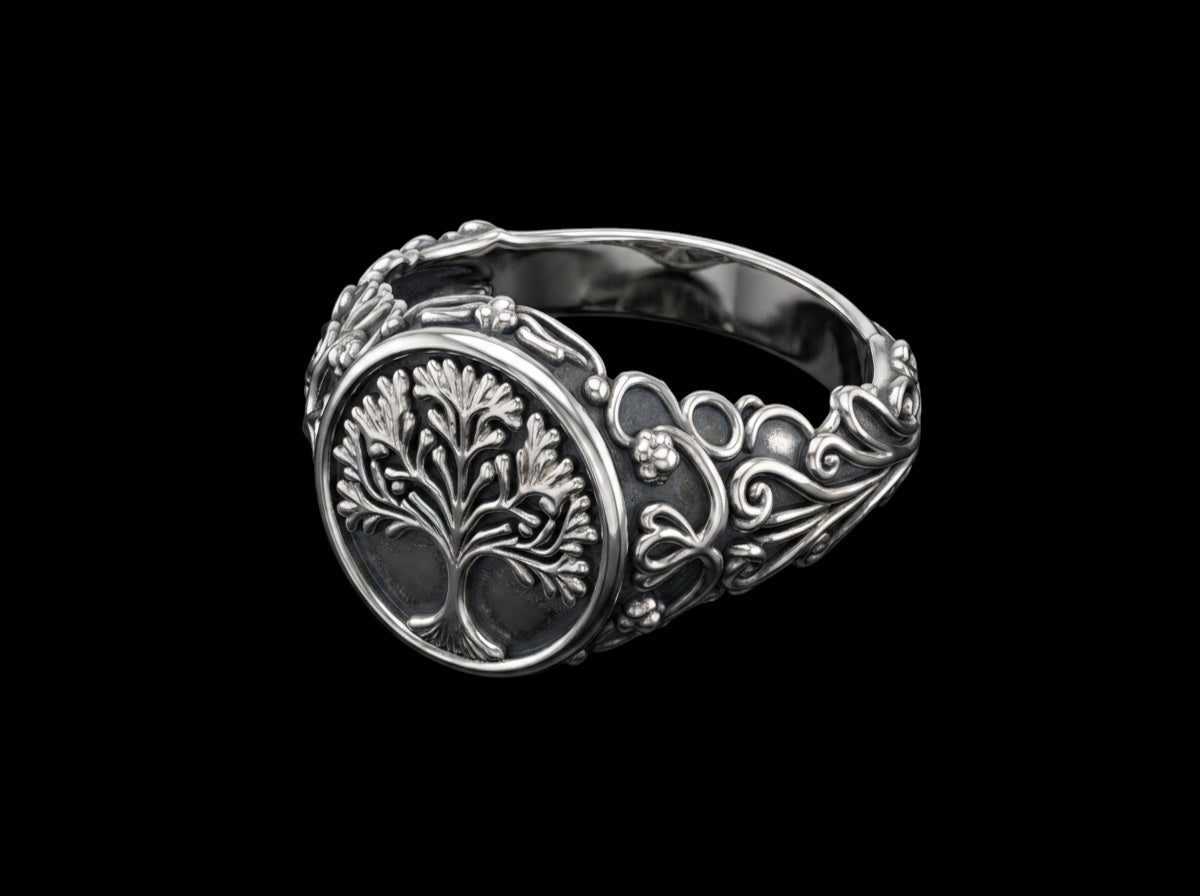 The Tree of Life Signet Ring - 3/4 view