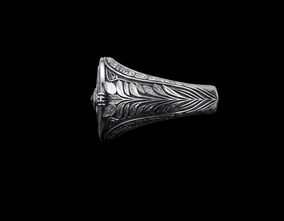 The Rosette Signet Ring - side view